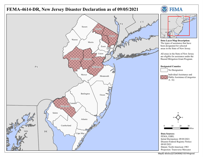 DR 4614 NJ Declared Counties